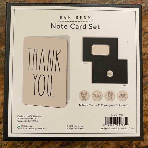 2 Rae Dunn Thank You Note Card Set - Picture 2 of 2